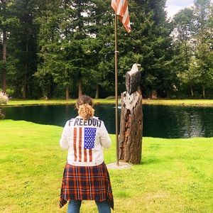 Custom painted White Denim Jacket